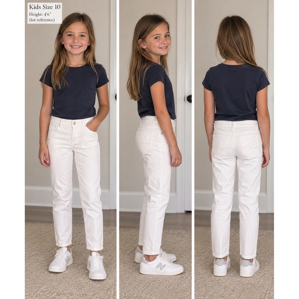 Lilly Pulitzer Girls White Slim Fit Denim Pants Size 10 Adjustable Waist